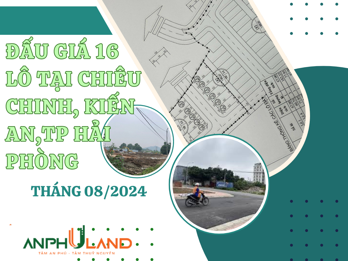 Thông báo đấu giá 16 lô đất tại đường Chiêu Chinh, TDP Đẩu Sơn 1, Kiến An, Hải Phòng ( giai đoạn 2) tháng 8 năm 2024